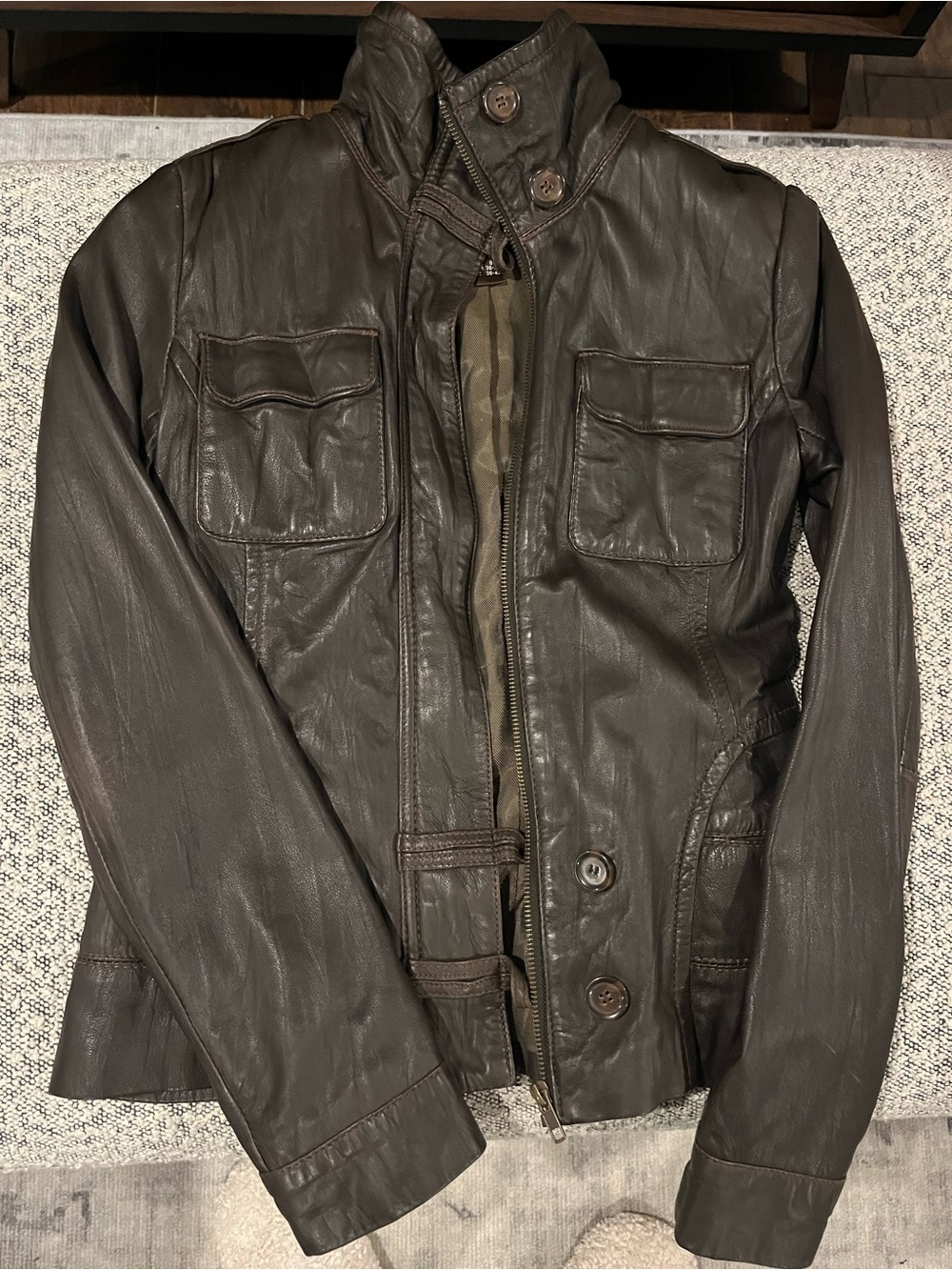 Danier Dark Brown Leather Field Jacket